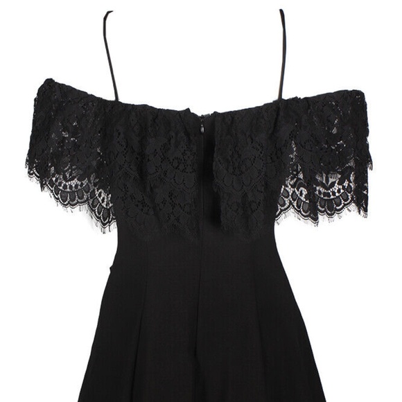 Betsy & Adam Gorgeous Black Off The Shoulder Fit & Flare Lace Trim Dress Size 8 - Picture 7 of 12
